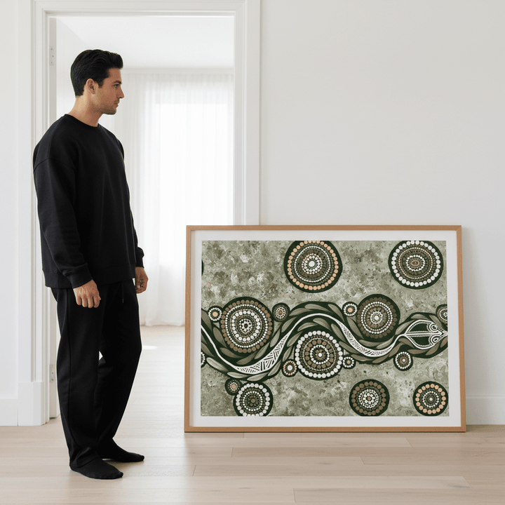 Snake on Long Voyage Earth Green Tone by Emma Rigney wall - art - picture - poster