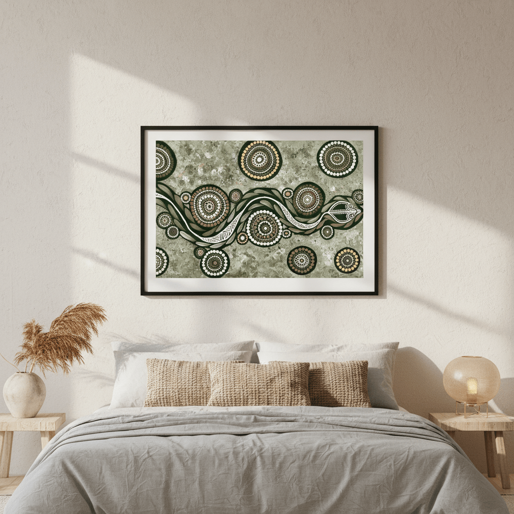 Snake on Long Voyage Earth Green Tone by Emma Rigney wall - art - picture - poster