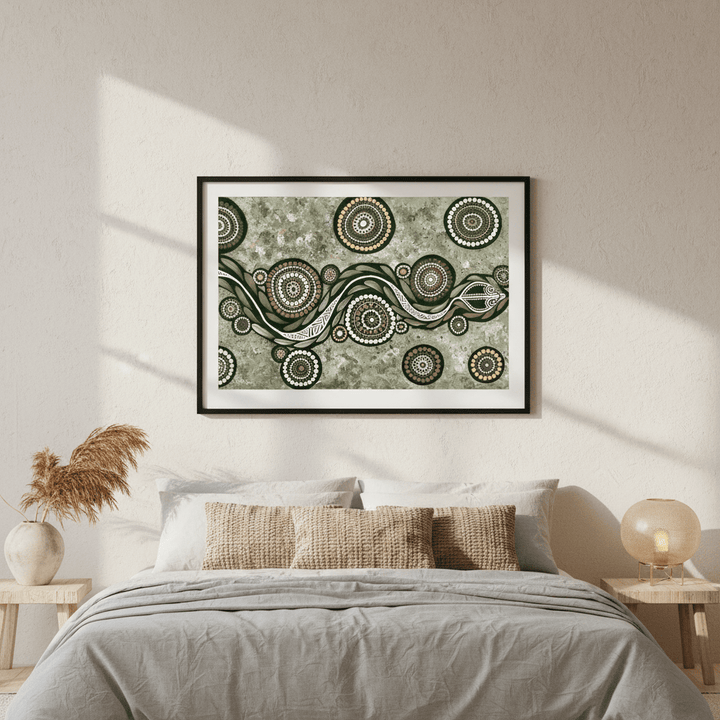 Snake on Long Voyage Earth Green Tone by Emma Rigney wall - art - picture - poster