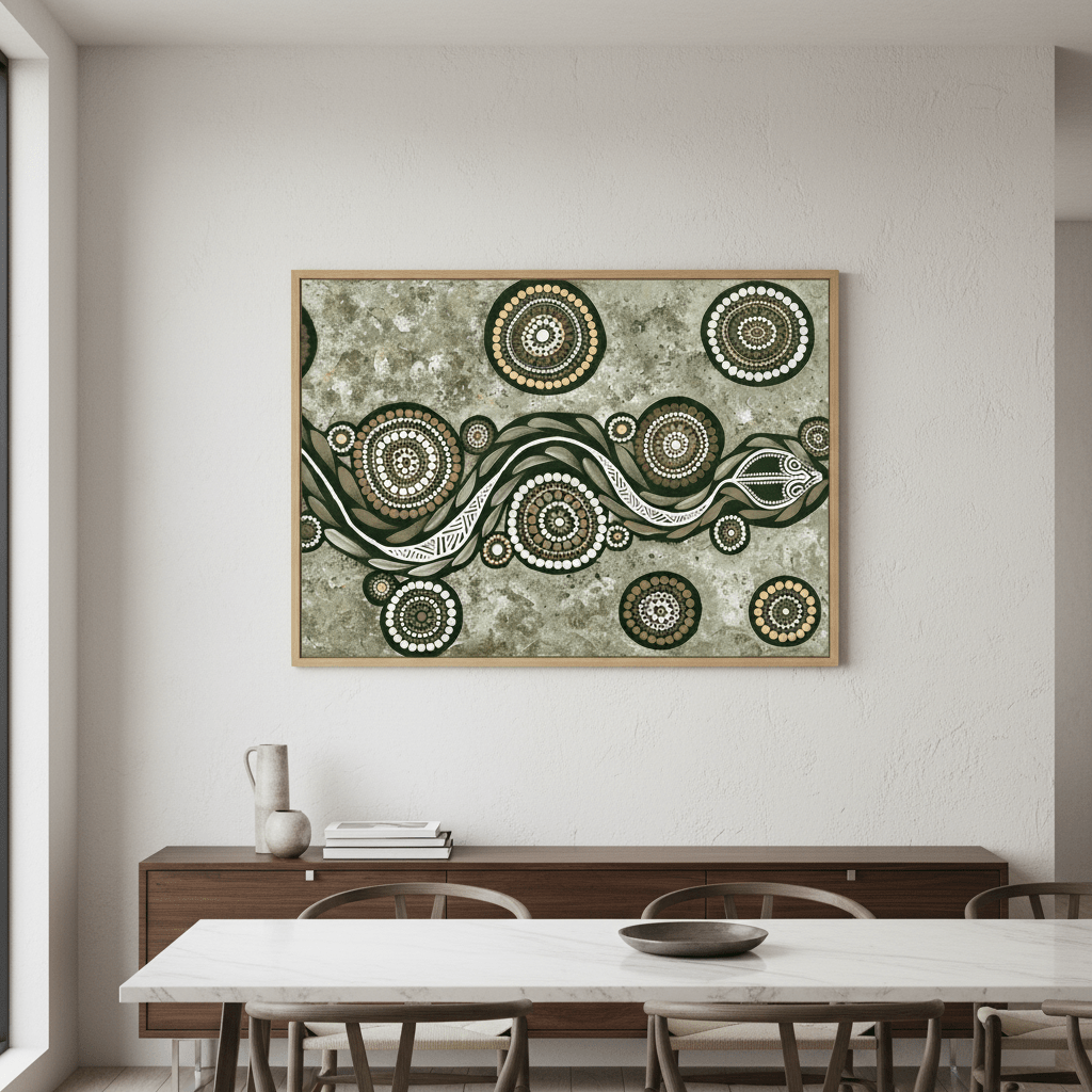Snake on Long Voyage Earth Green Tone by Emma Rigney wall - art - picture - poster