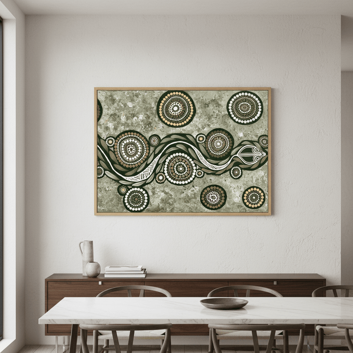 Snake on Long Voyage Earth Green Tone by Emma Rigney wall - art - picture - poster