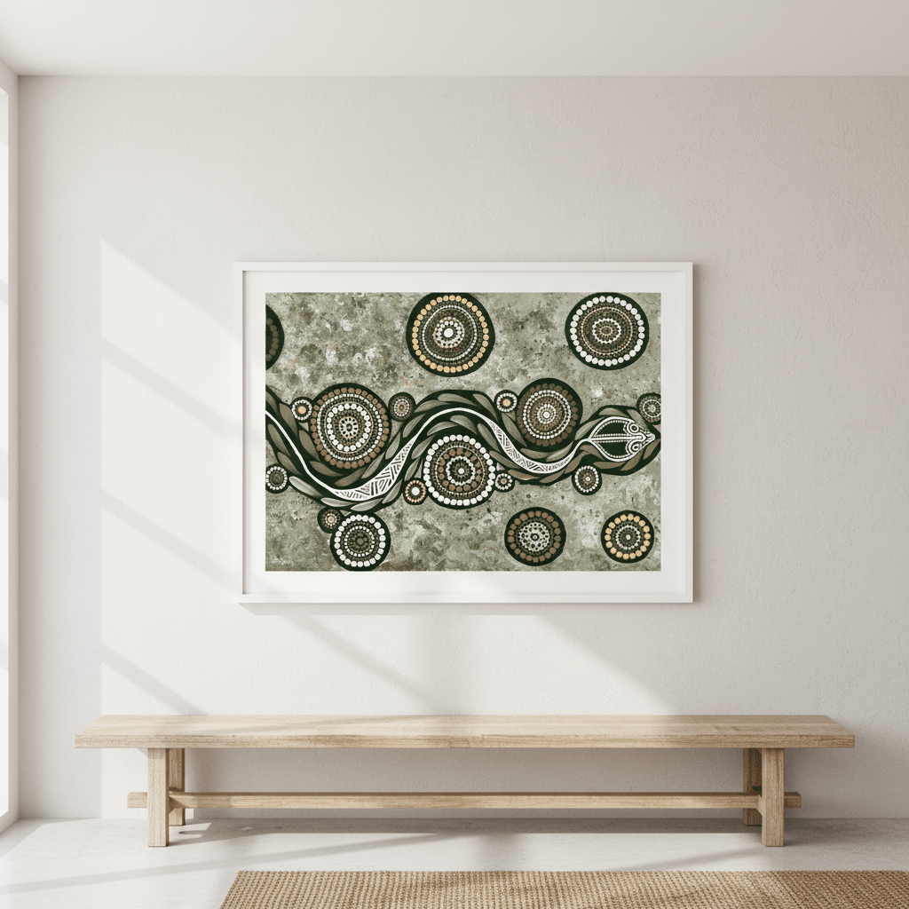 Snake on Long Voyage Earth Green Tone by Emma Rigney wall - art - picture - poster