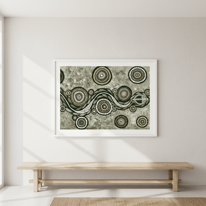 Snake on Long Voyage Earth Green Tone by Emma Rigney wall - art - picture - poster