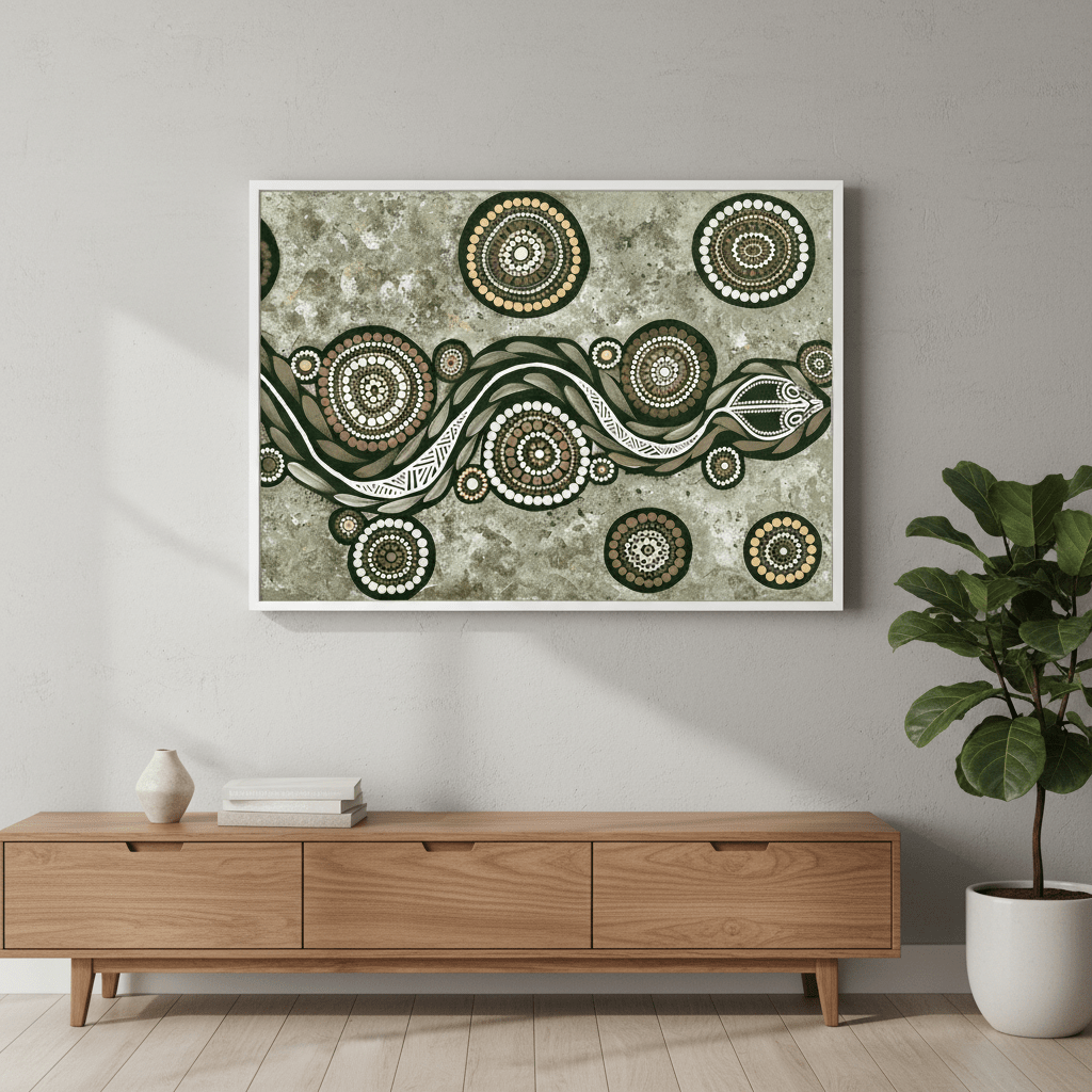 Snake on Long Voyage Earth Green Tone by Emma Rigney wall - art - picture - poster