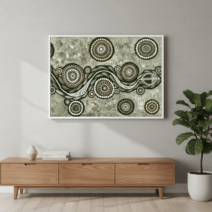 Snake on Long Voyage Earth Green Tone by Emma Rigney wall - art - picture - poster