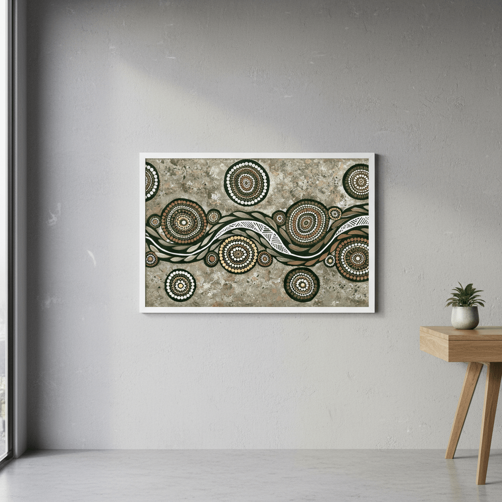 Snake on Wandering Trail Earth Green Tone by Emma Rigney wall - art - picture - poster