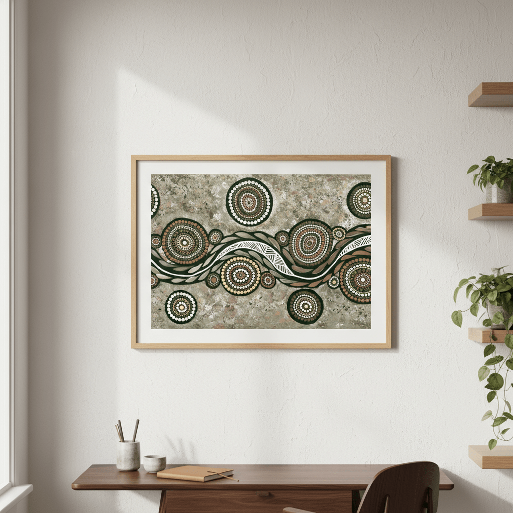 Snake on Wandering Trail Earth Green Tone by Emma Rigney wall - art - picture - poster