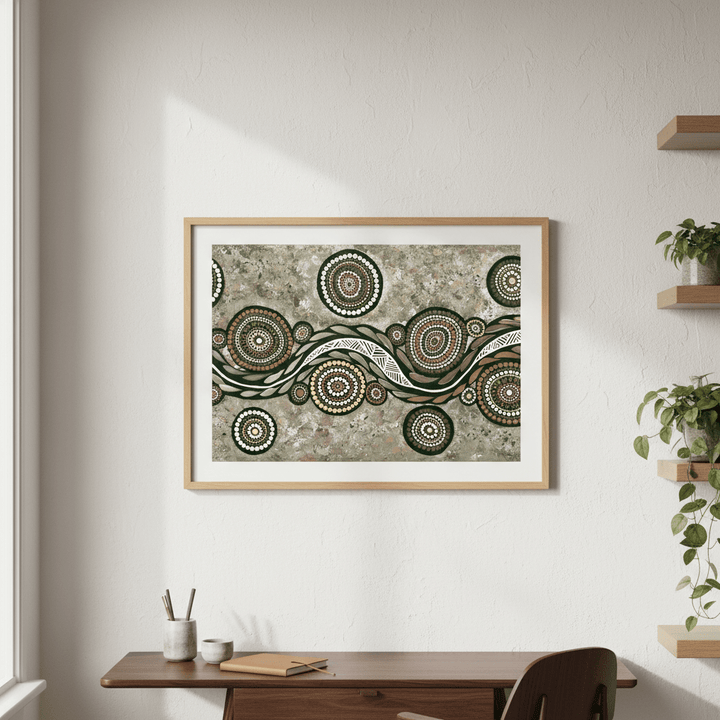 Snake on Wandering Trail Earth Green Tone by Emma Rigney wall - art - picture - poster