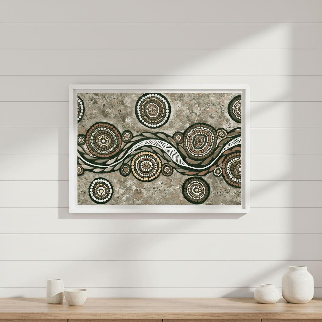 Snake on Wandering Trail Earth Green Tone by Emma Rigney wall - art - picture - poster