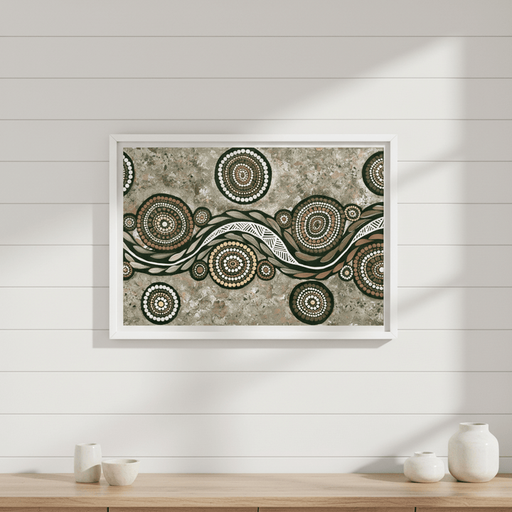 Snake on Wandering Trail Earth Green Tone by Emma Rigney wall - art - picture - poster