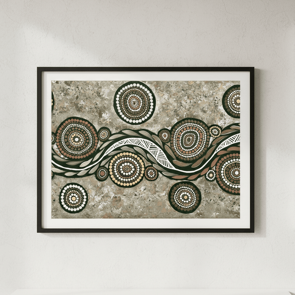 Snake on Wandering Trail Earth Green Tone by Emma Rigney