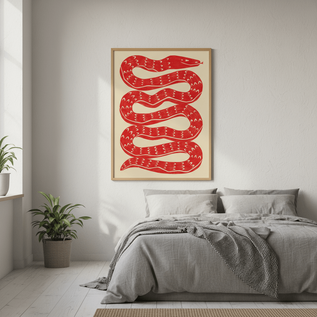 Snake Red by Manne Jalilian wall - art - picture - poster