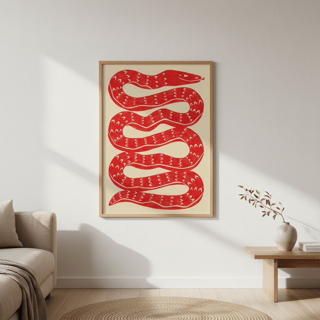 Snake Red by Manne Jalilian wall - art - picture - poster