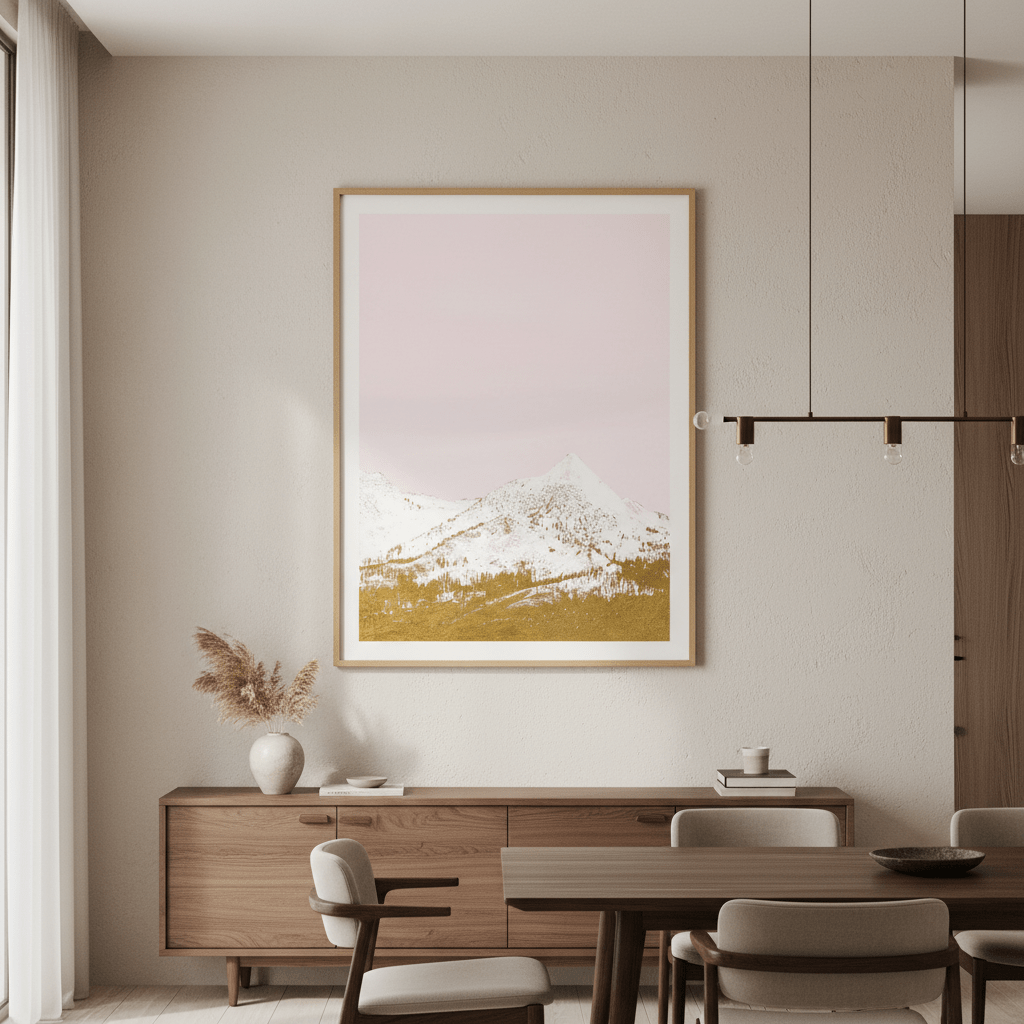 Snow - Capped Gold Mountains by Hope Bainbridge wall - art - picture - poster