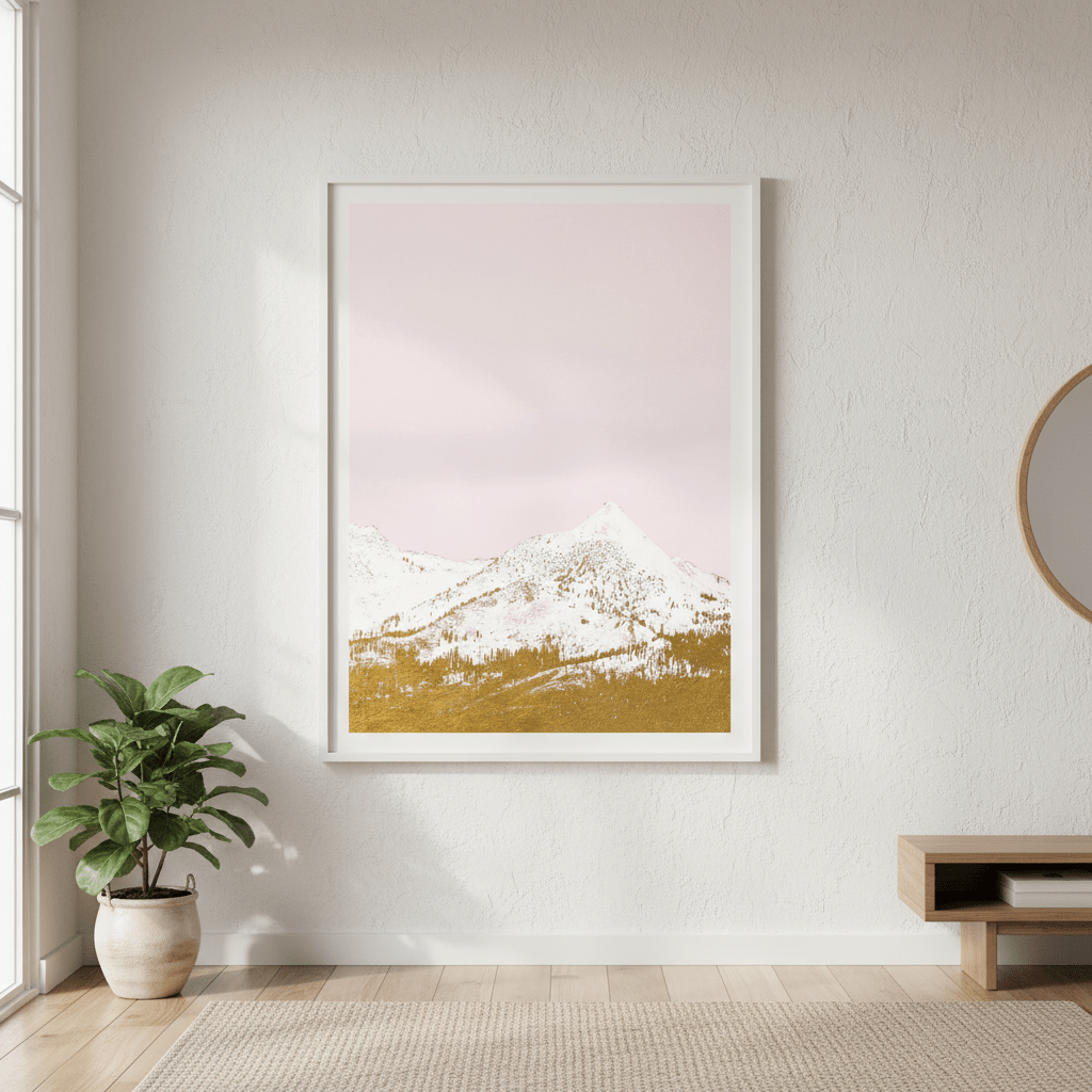 Snow - Capped Gold Mountains by Hope Bainbridge wall - art - picture - poster
