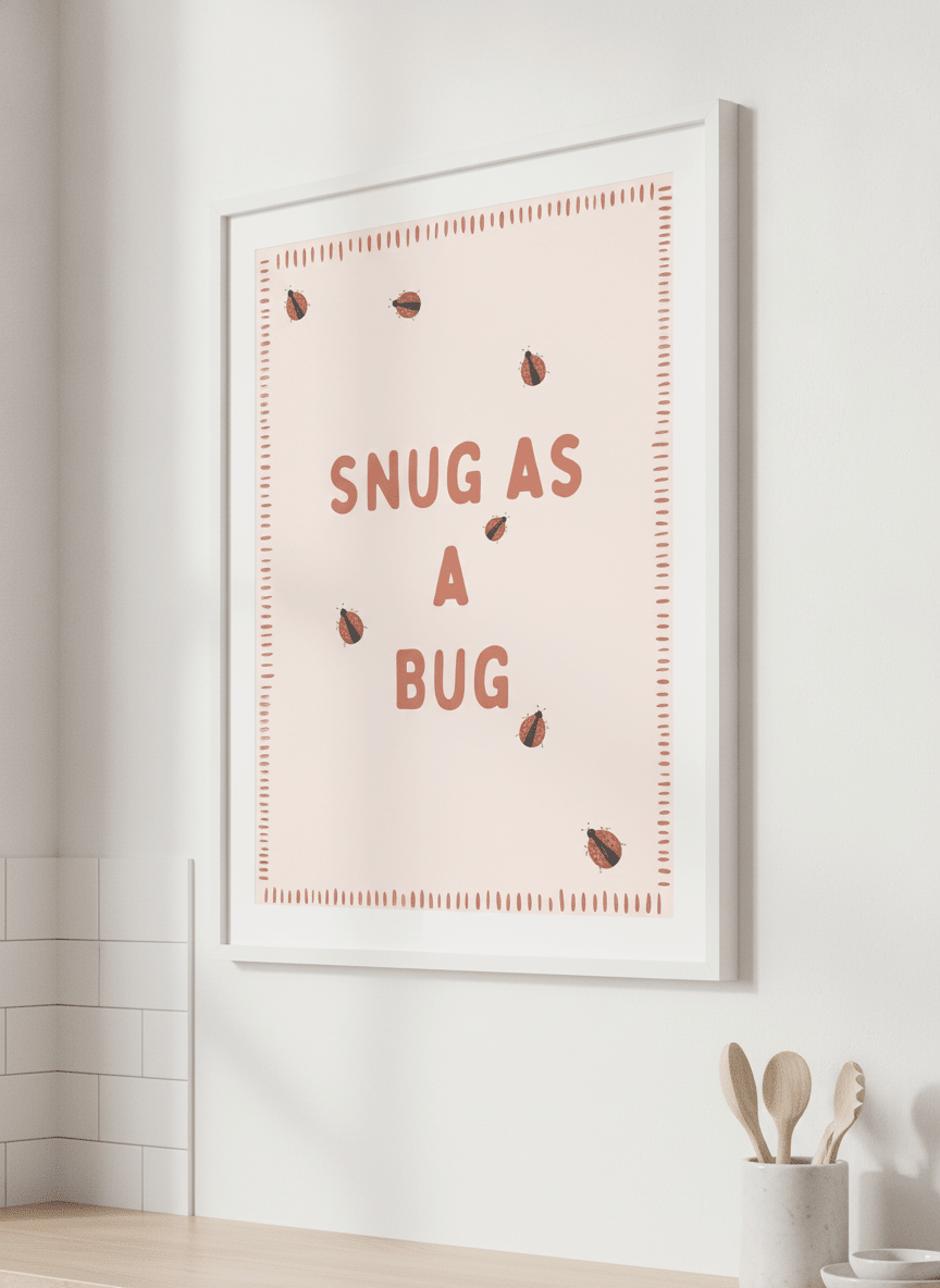 Artwork styled on the wall of a bright modern kitchen