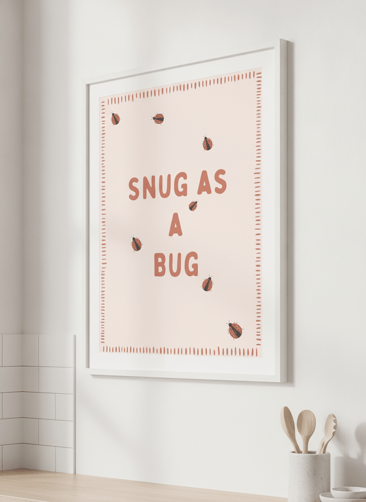 Artwork styled on the wall of a bright modern kitchen