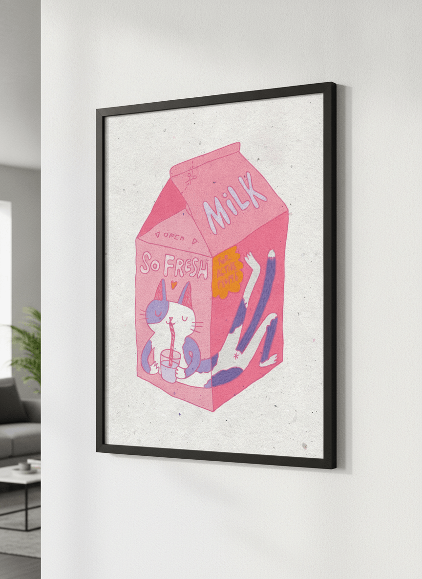 Modern wall art styled above a sofa in a neutral living room