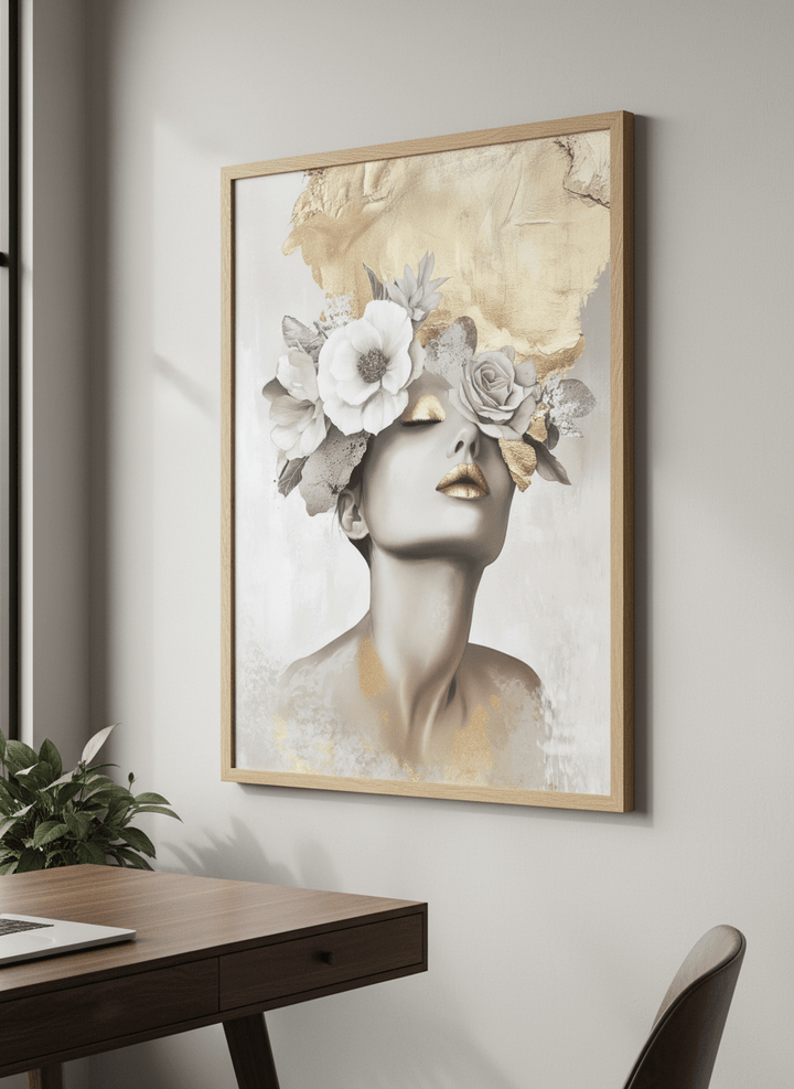 Contemporary wall art featured in a bright modern office workspace