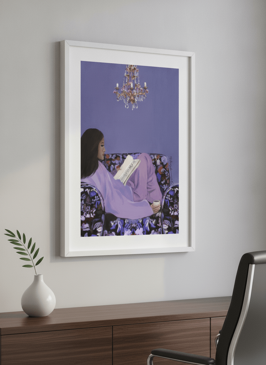 Contemporary wall art featured in a bright modern office workspace