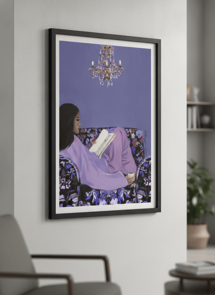Modern wall art styled above a sofa in a neutral living room