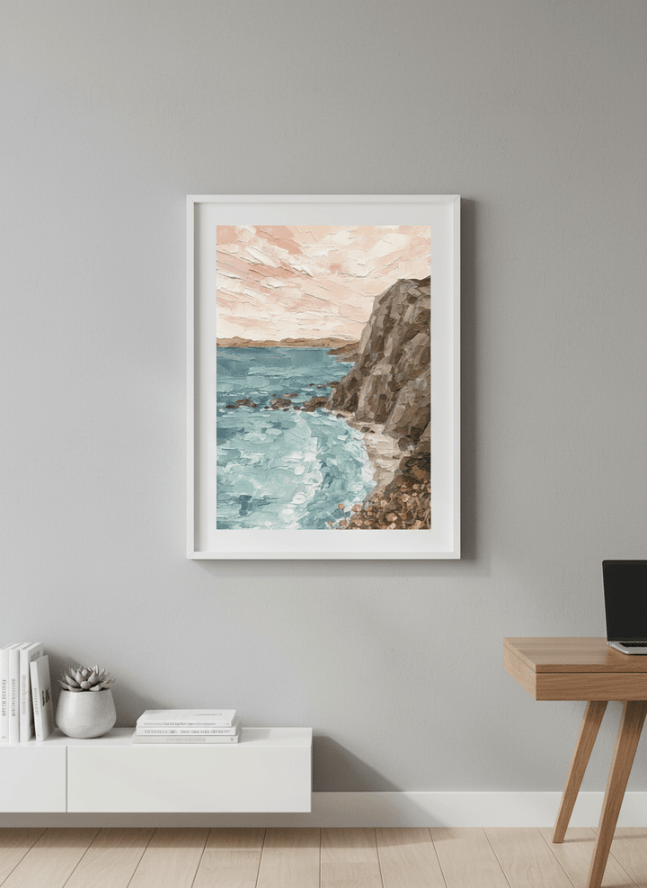 Contemporary wall art featured in a bright modern office workspace