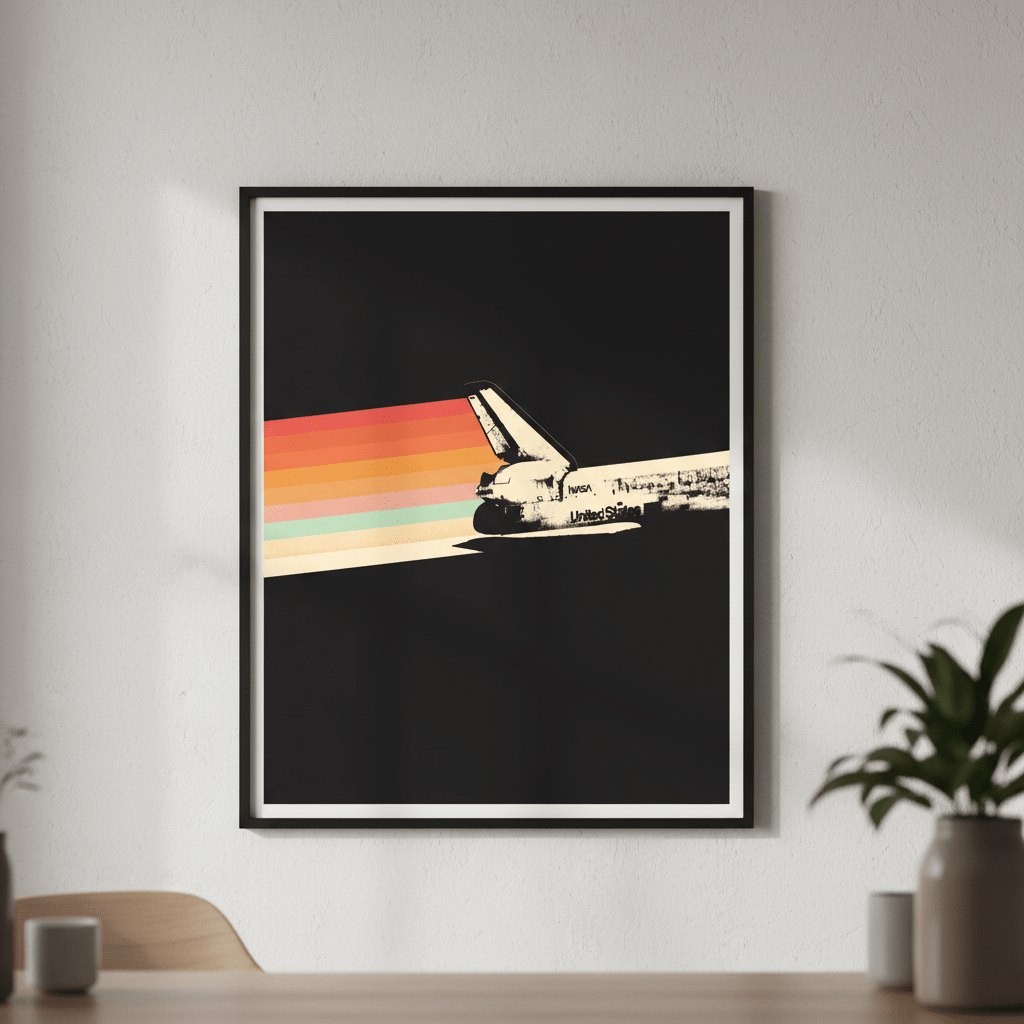 Space Ship Rainbow by Florent Bodart wall - art - picture - poster