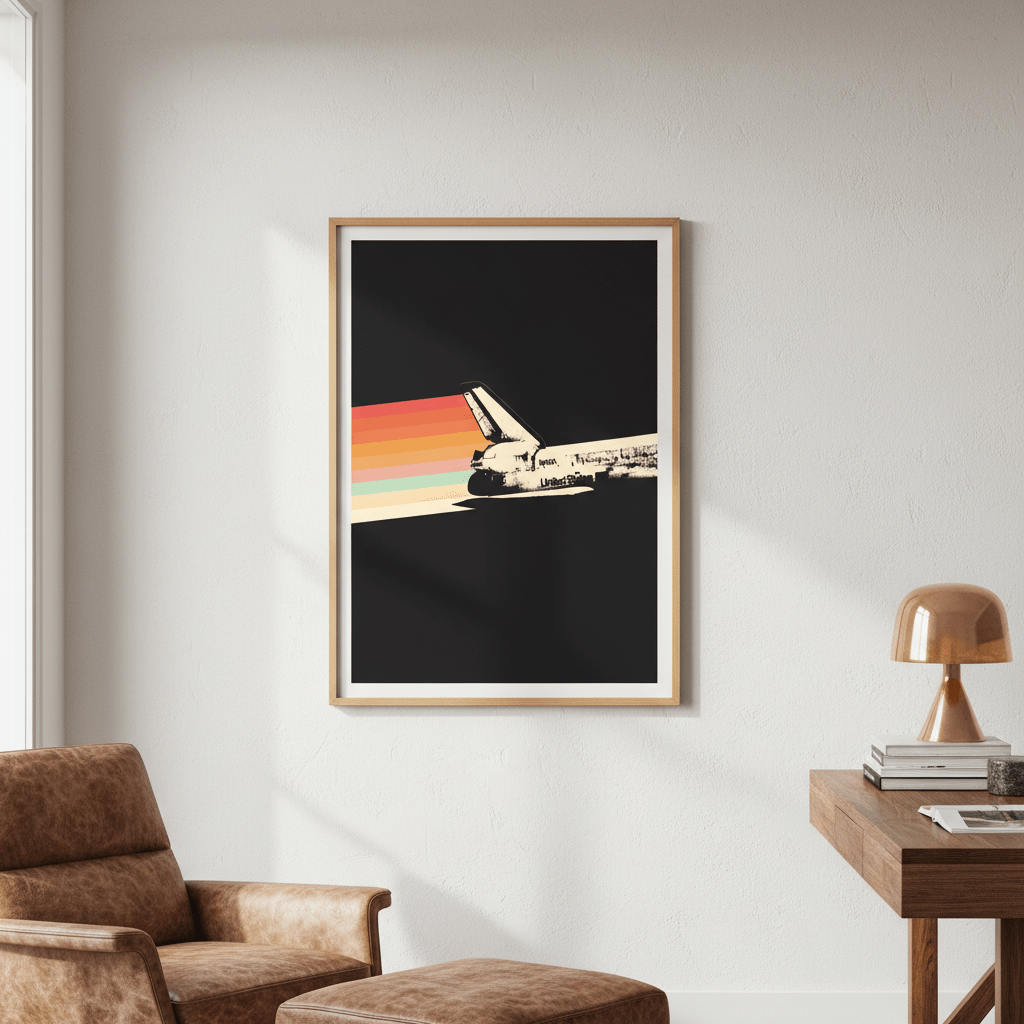 Space Ship Rainbow by Florent Bodart wall - art - picture - poster