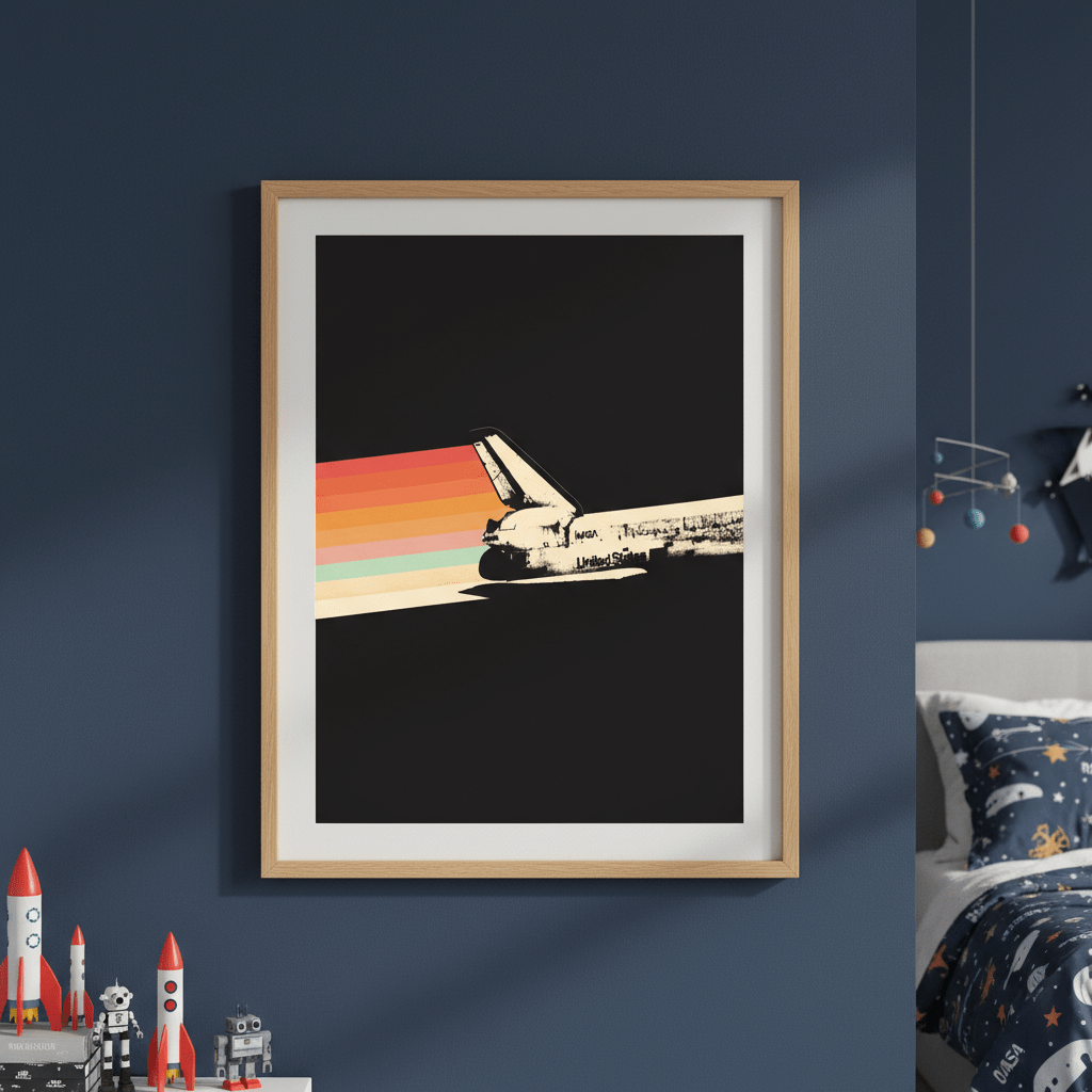Space Ship Rainbow by Florent Bodart wall - art - picture - poster