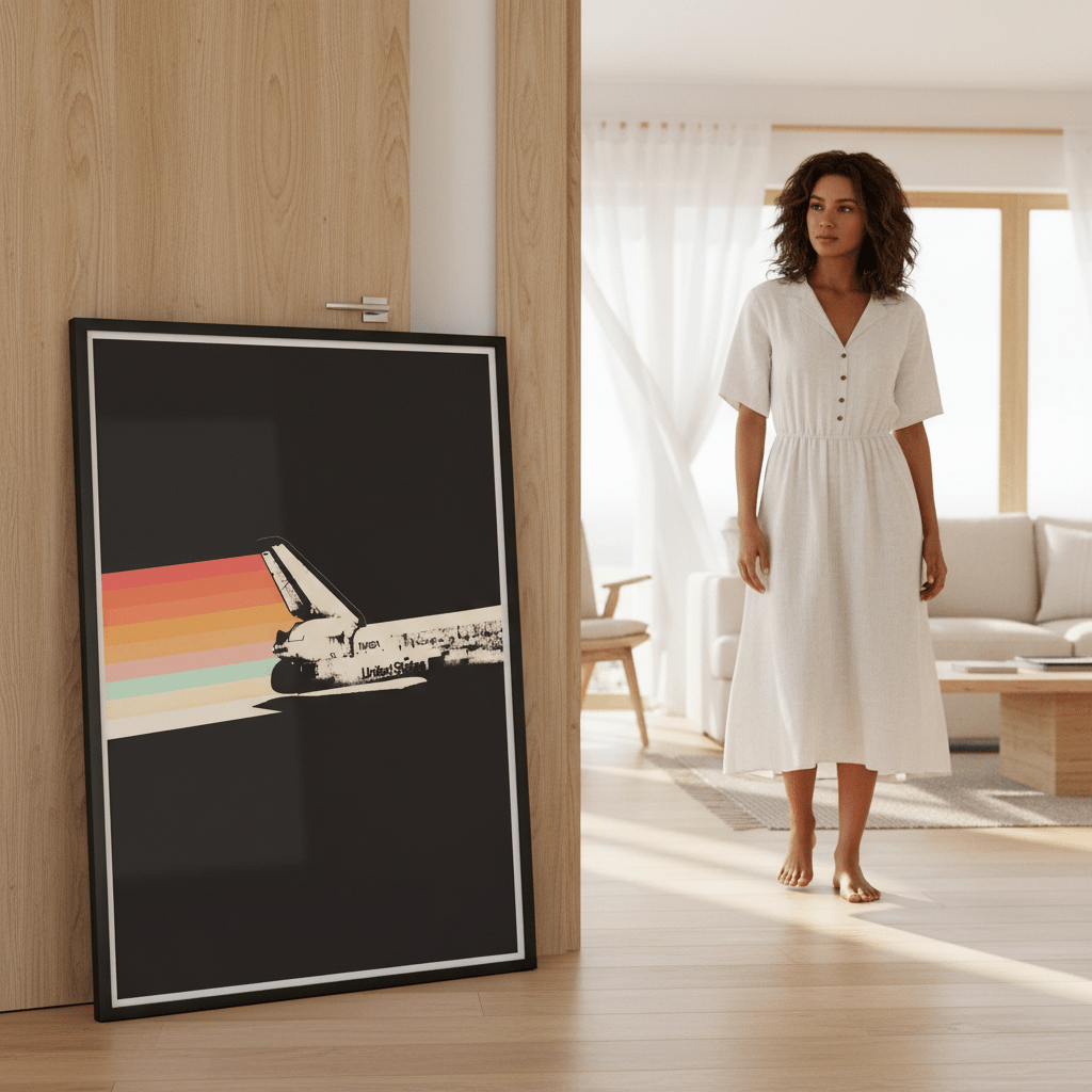 Space Ship Rainbow by Florent Bodart wall - art - picture - poster
