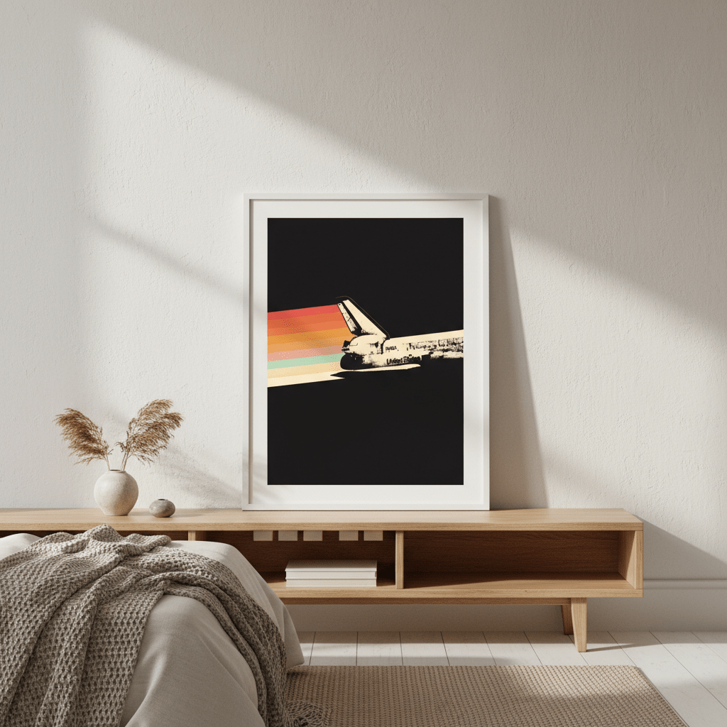 Space Ship Rainbow by Florent Bodart wall - art - picture - poster