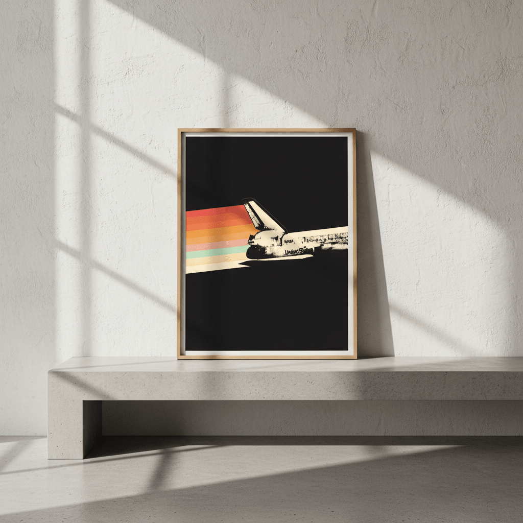 Space Ship Rainbow by Florent Bodart wall - art - picture - poster