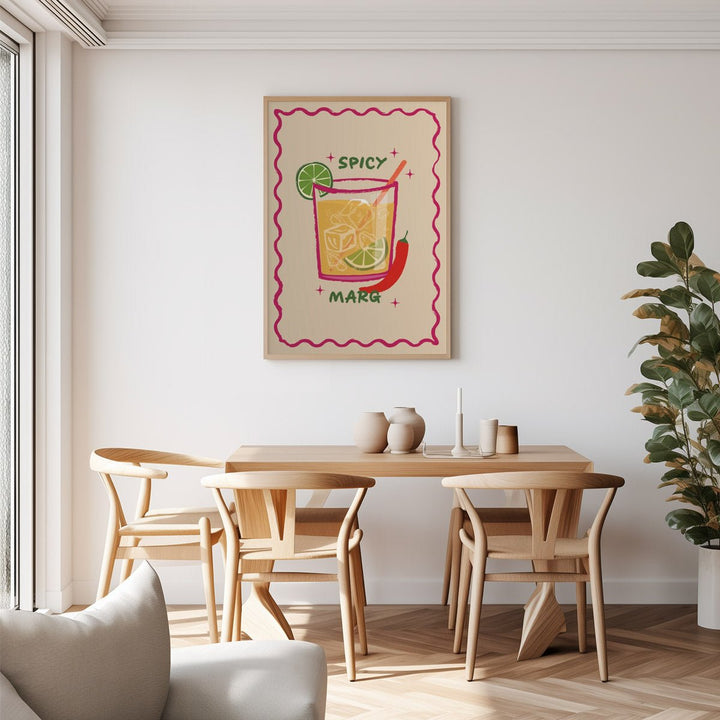 Spicy Margs Cocktail Illustration Kitchen Wall Art - Style My Wall