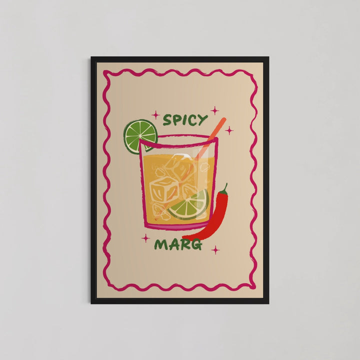 Spicy Margs Cocktail Illustration Kitchen Wall Art - Style My Wall