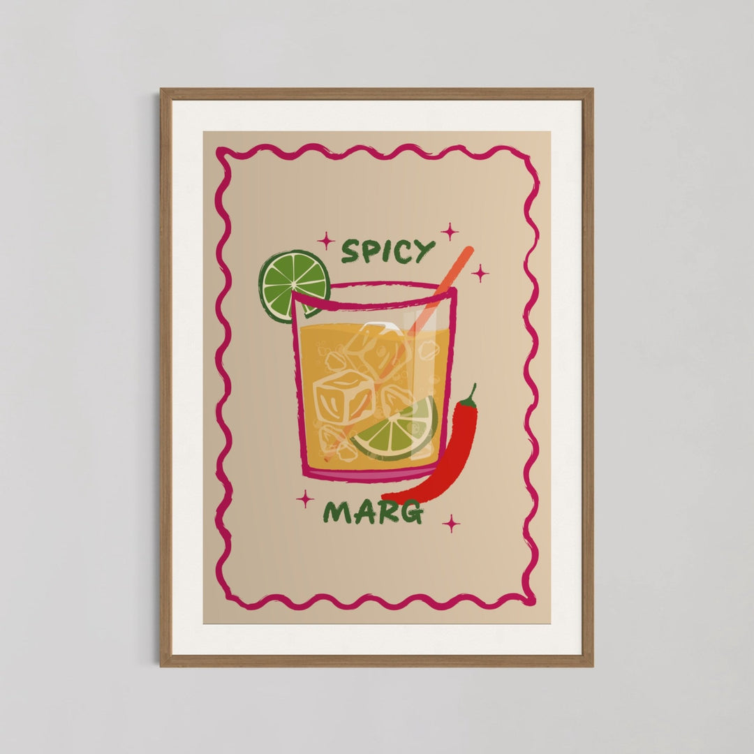 Spicy Margs Cocktail Illustration Kitchen Wall Art - Style My Wall