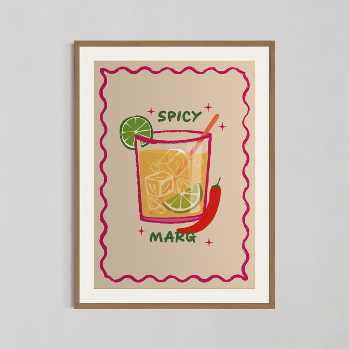 Spicy Margs Cocktail Illustration Kitchen Wall Art - Style My Wall