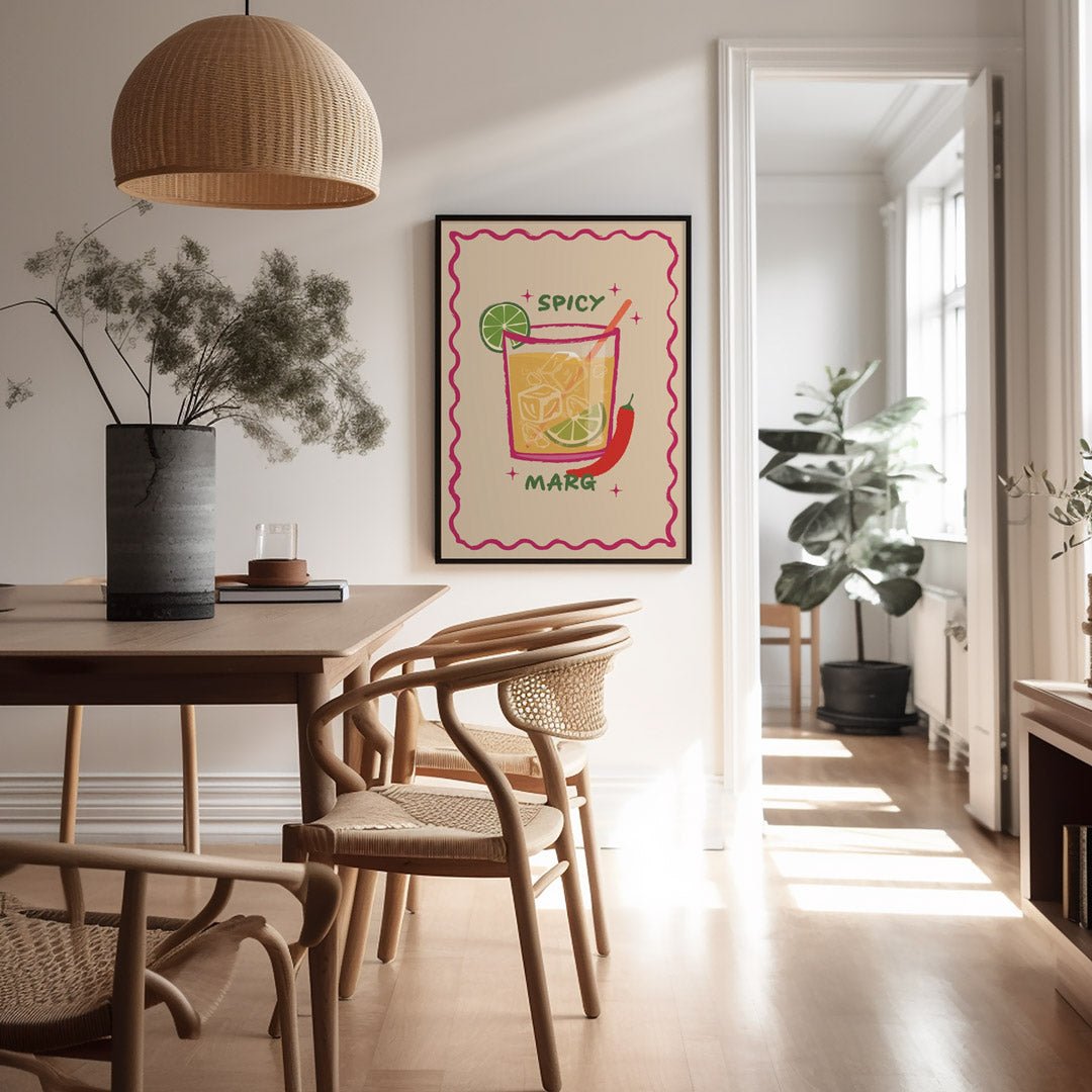 Spicy Margs Cocktail Illustration Kitchen Wall Art - Style My Wall