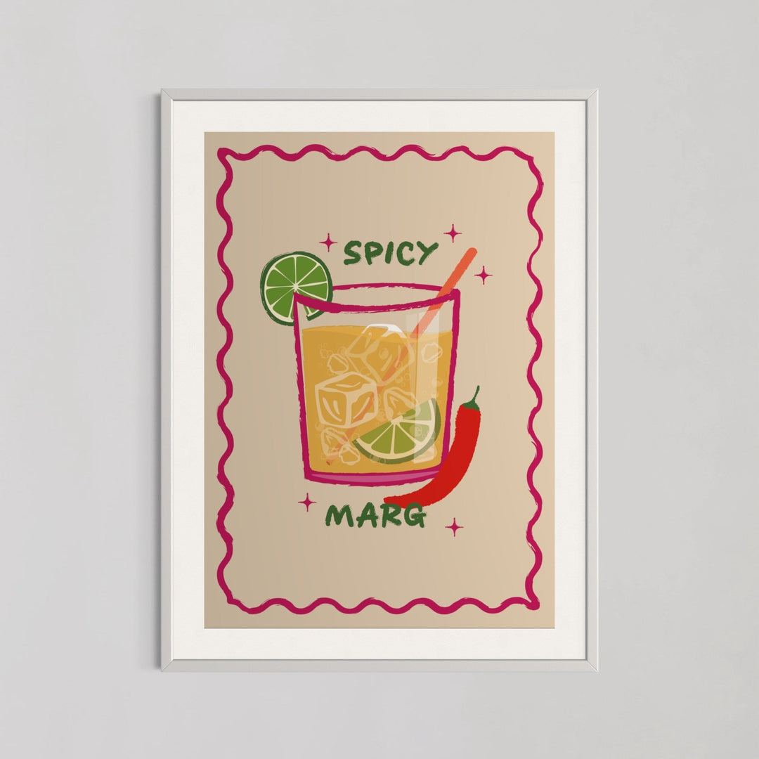 Spicy Margs Cocktail Illustration Kitchen Wall Art - Style My Wall