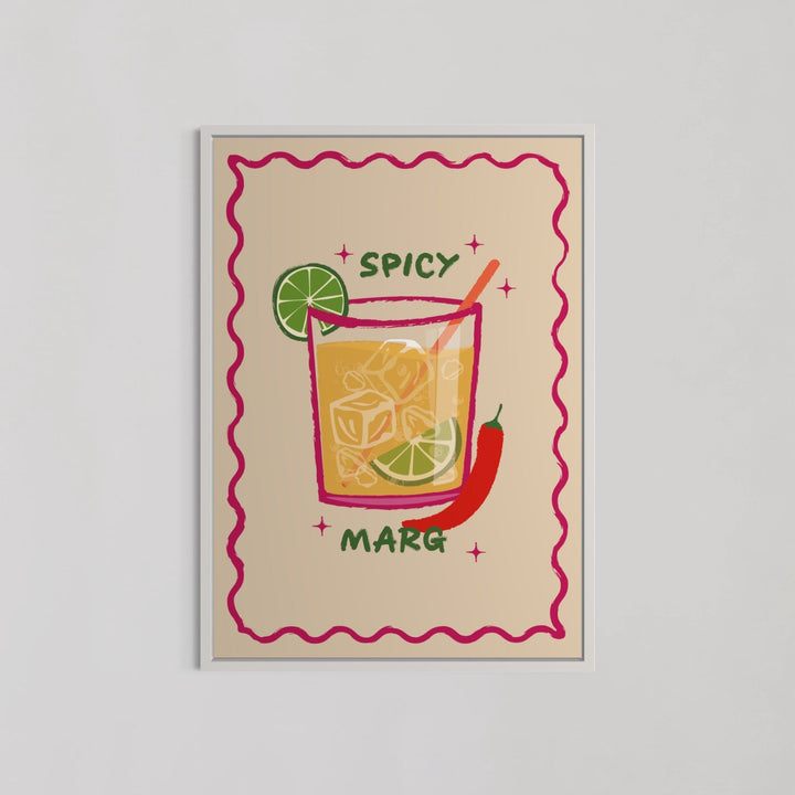 Spicy Margs Cocktail Illustration Kitchen Wall Art - Style My Wall