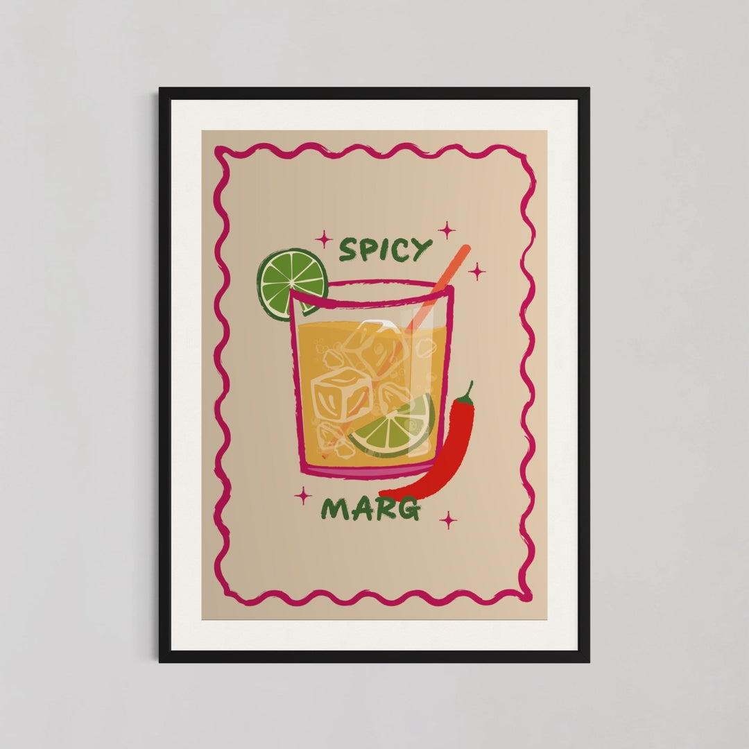 Spicy Margs Cocktail Illustration Kitchen Wall Art - Style My Wall