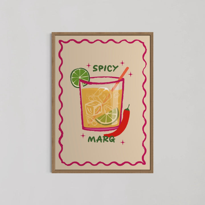 Spicy Margs Cocktail Illustration Kitchen Wall Art - Style My Wall,frame