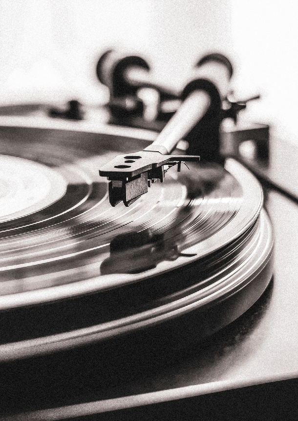 Vinyl Photograph Black and White Music Wall Art frame