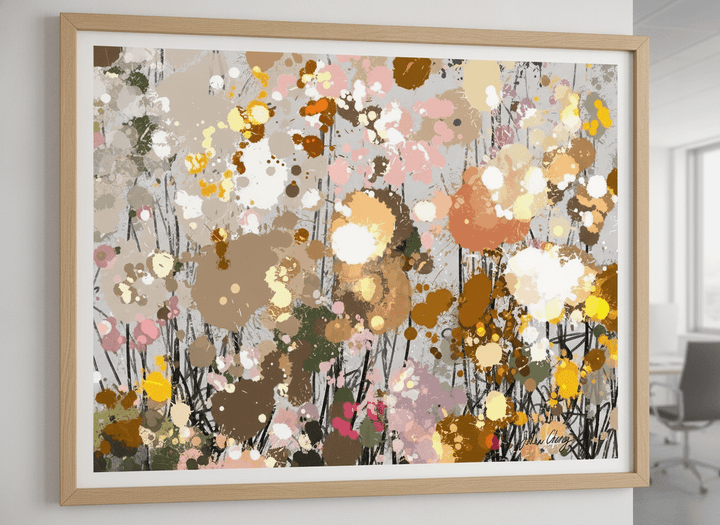 Contemporary wall art featured in a bright modern office workspace