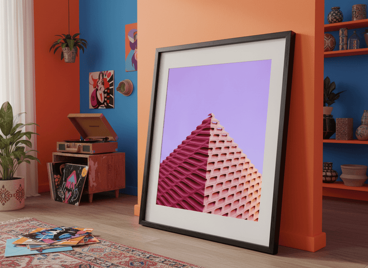 Bold wall art styled in a colourful, eclectic modern home