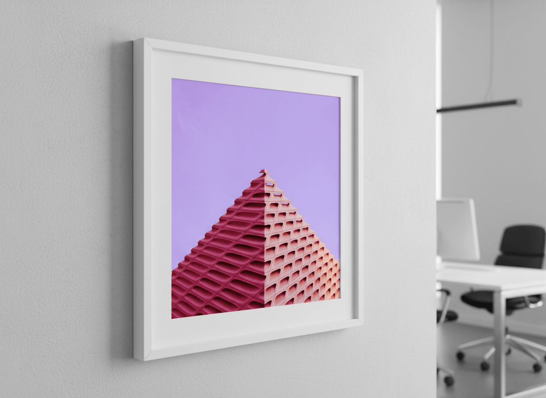 Contemporary wall art featured in a bright modern office workspace