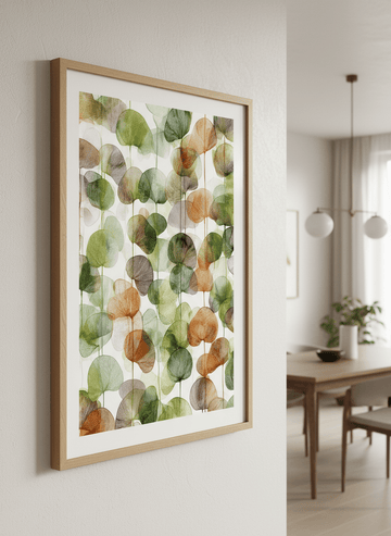 Wall art styled above a dining table in a contemporary home