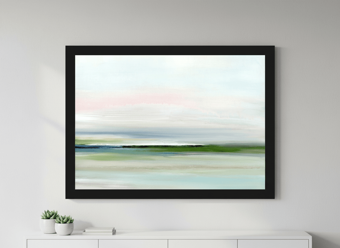 Contemporary wall art featured in a bright modern office workspace