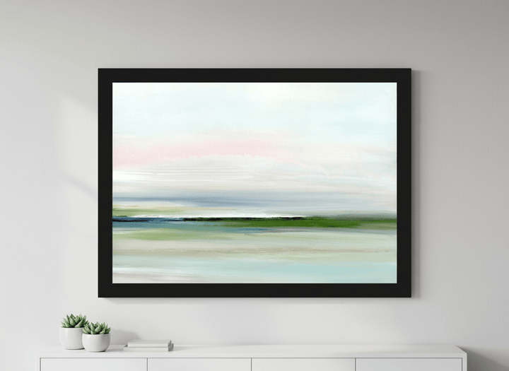 Contemporary wall art featured in a bright modern office workspace