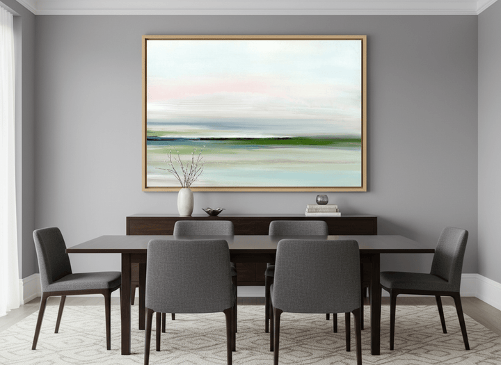 Monumental artwork centred on a feature wall in a luxe interior