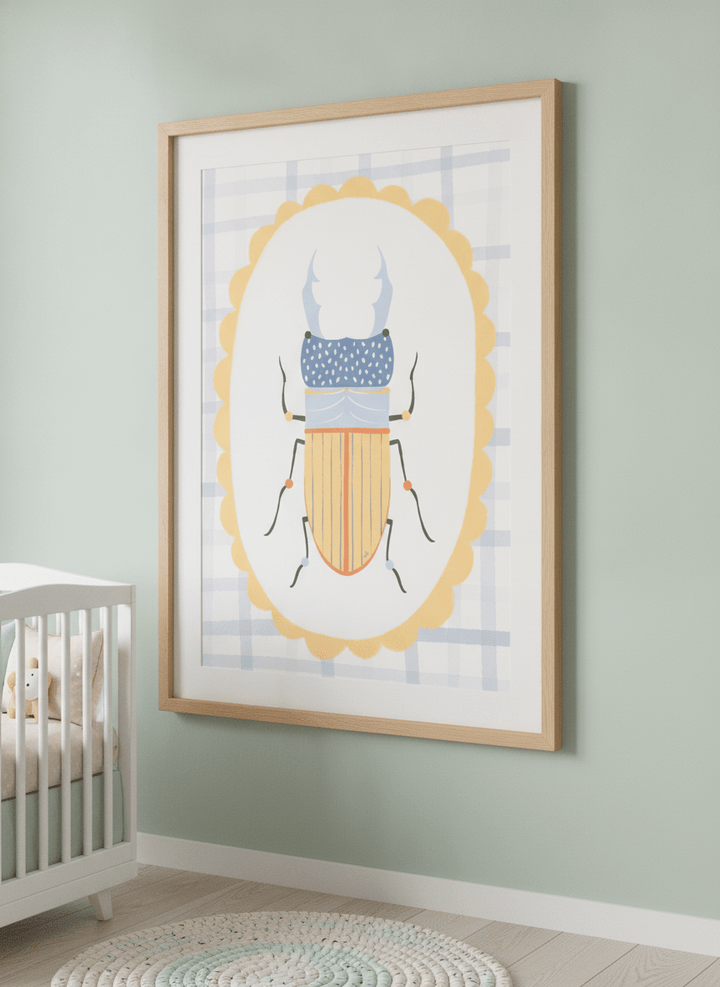 Soft neutral wall art styled in a serene nursery with pastel tones